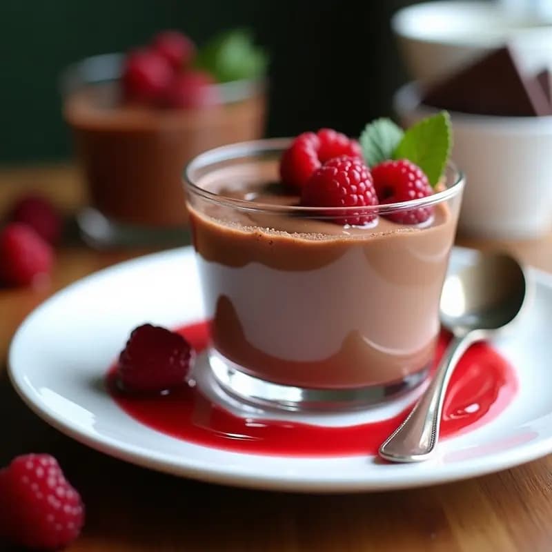 Mousse de Chocolate Belga y Frambuesas: Postre Francés Elegante y Ligero