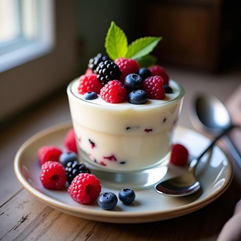 Mousse de Chocolate Blanco y Frutos del Bosque: Postre Francés Sin Azúcar con Agar-Agar