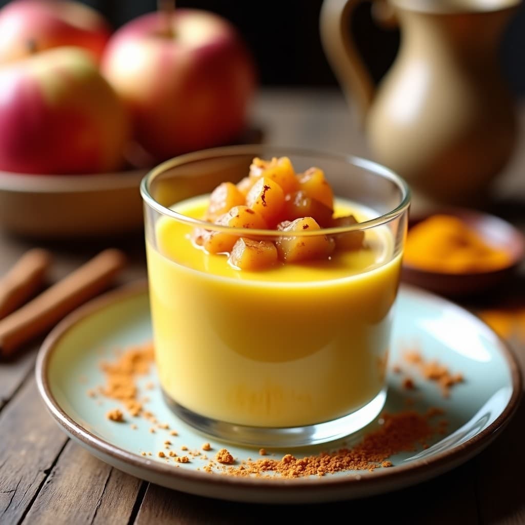 Mousse de Cúrcuma y Jengibre con Compota de Manzana: Postre Antiinflamatorio Sin Lactosa