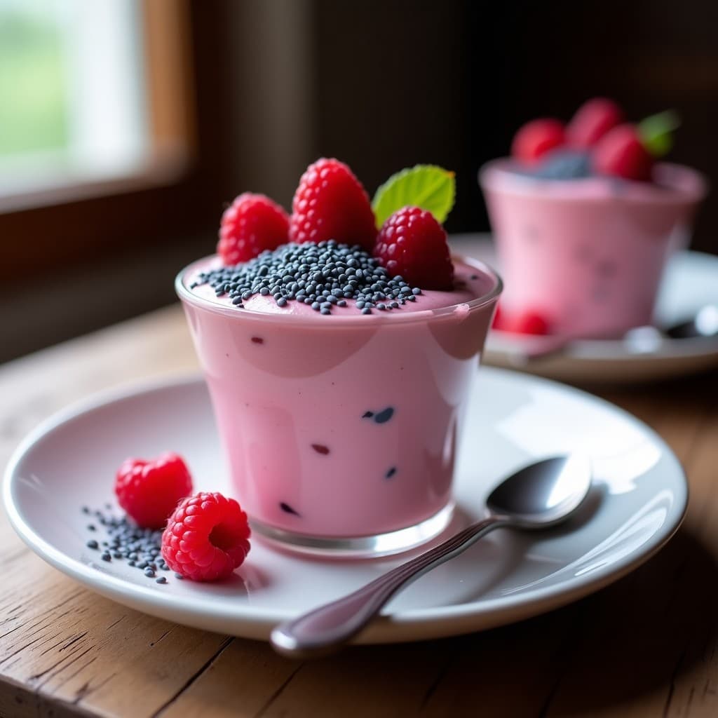 Mousse de Frambuesa y Aquafaba con Topping de Semillas de Amapola: Postre Húngaro Sin Horno