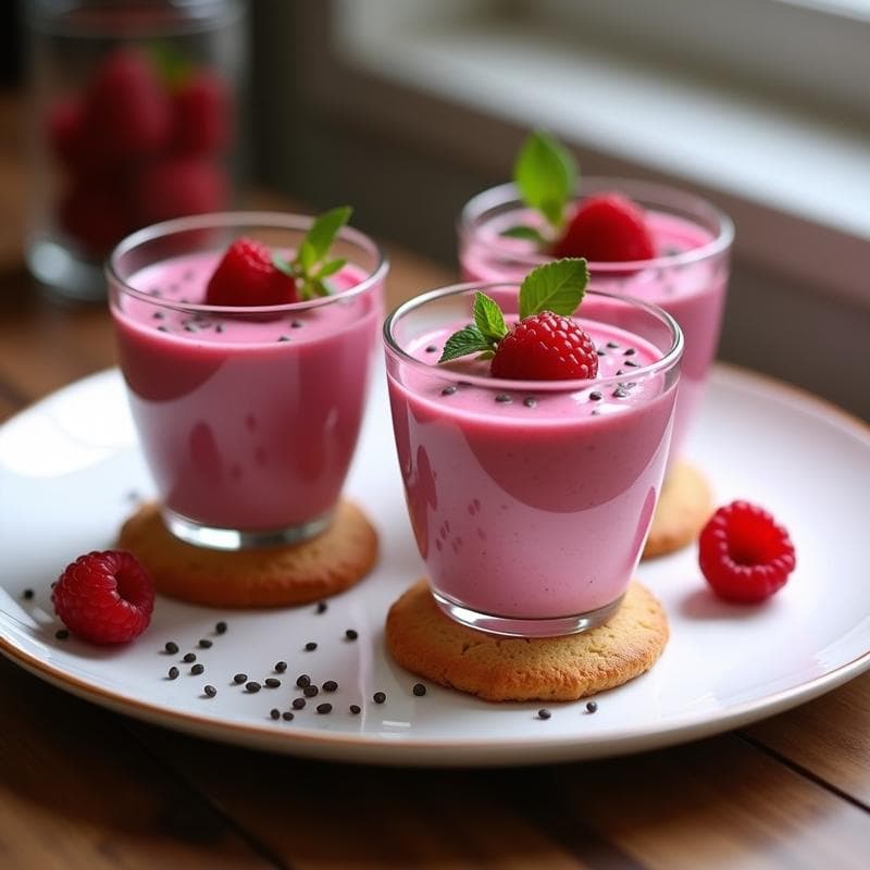 Mousse de Frambuesa y Chía con Base de Galletas de Almendra: Postre Sin Azúcar y Keto