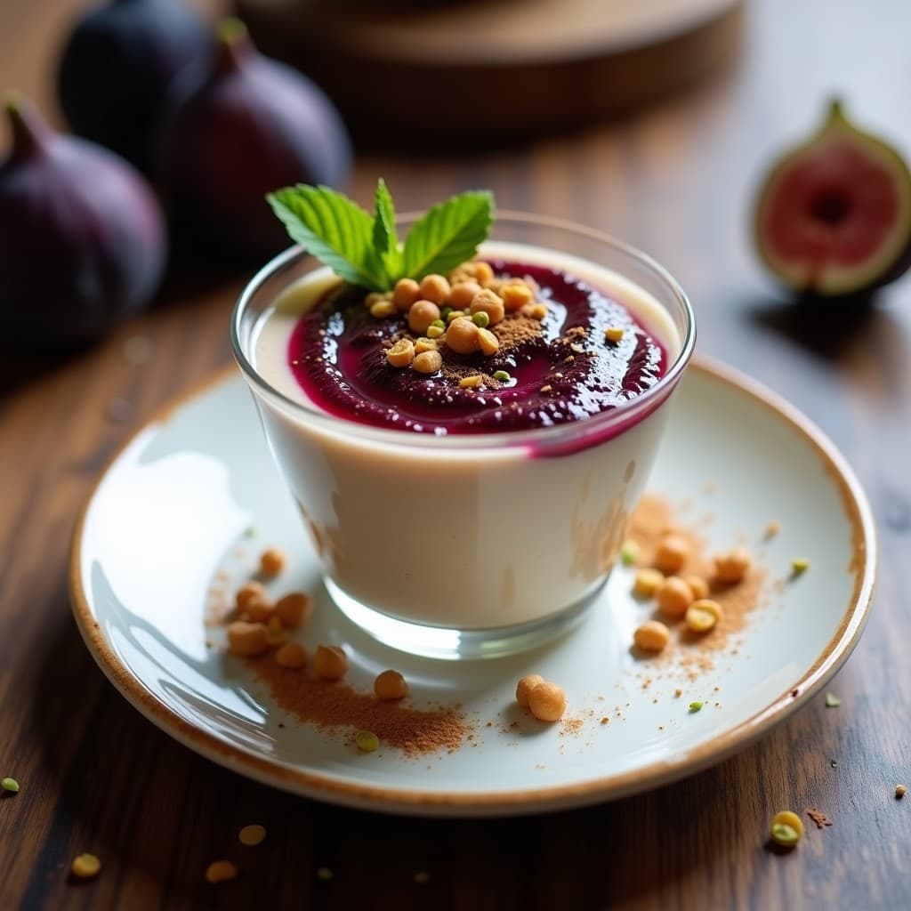 Mousse de Garbanzos y Tahini con Coulis de Higos: Postre Vegano Sin Cocción