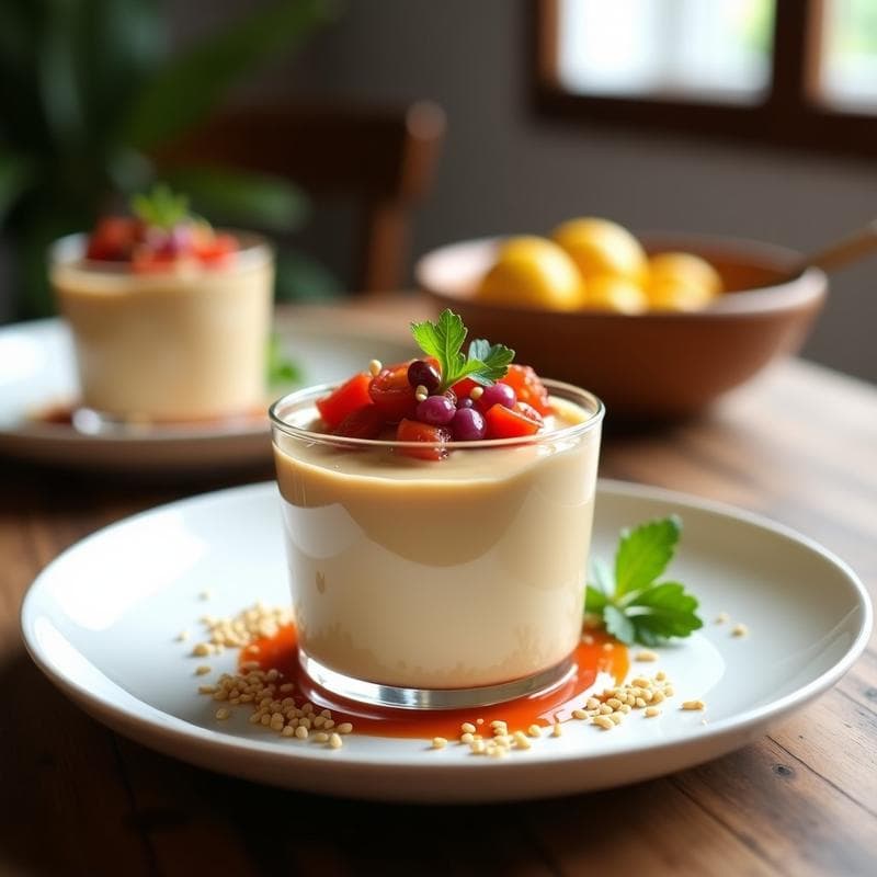 Mousse de Garbanzos y Tahini con Cruise de Tomate: Postre Salado Vegano Sin Horno