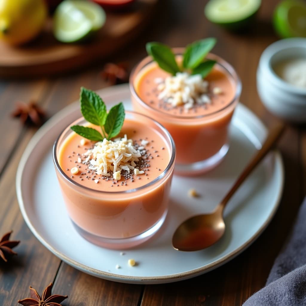 Mousse de Guayaba y Semillas de Chía con Toque de Pimienta de Jamaica: Postre Caribeño Sin Lácteos