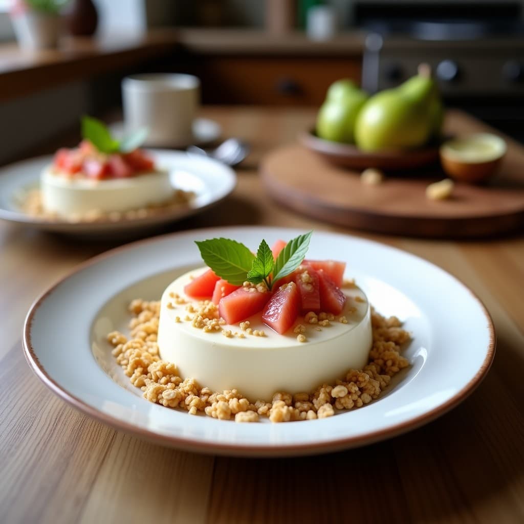 Mousse de Guayaba y Queso de Anacardos con Granola de Coco: Postre Vegano Tropical