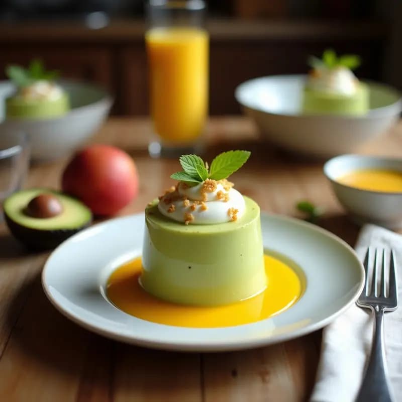 Mousse de Mango y Aguacate con Virutas de Coco: Postre Colombiano sin Lácteos
