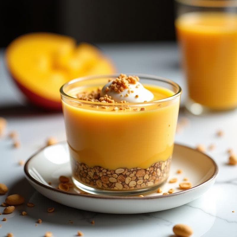 Mousse de Mango y Chía con Base de Cacahuete: Postre Vegano Sin Cocción en 10 Minutos