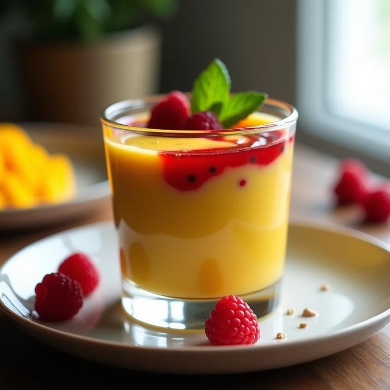 Mousse de Mango y Chía con Couli de Frambuesa: Postre Sin Horno y Sin Lácteos