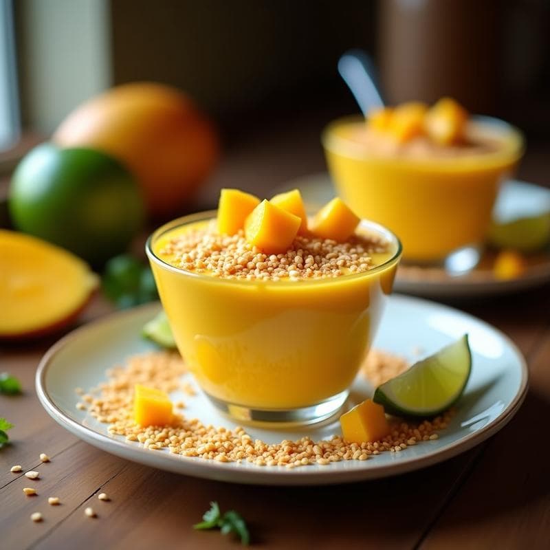 Mousse de Mango y Chile con Crujiente de Amapola: Postre Mexicano Vegano y Picante-Dulce