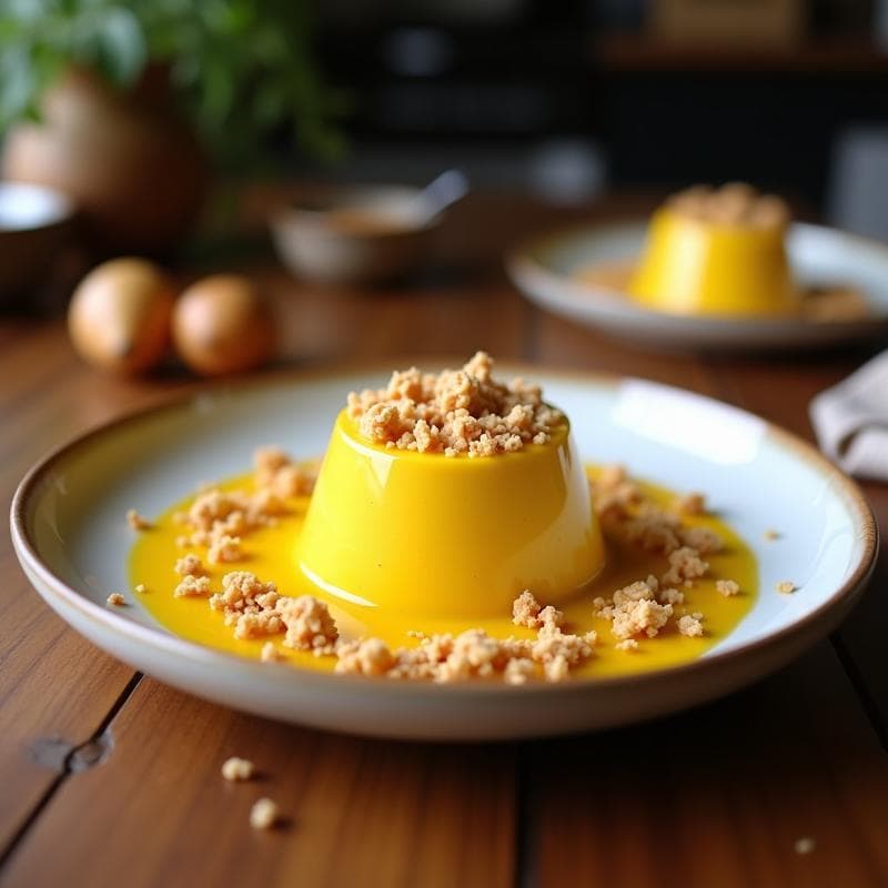Mousse de Mango y Cúrcuma con Crujiente de Coco: Postre Tailandés Antiinflamatorio