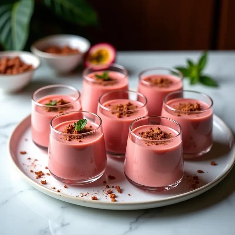 Mousse de Maracuyá y Chocolate Rubí: Postre Brasilero Sin Azúcar y Sin Horno