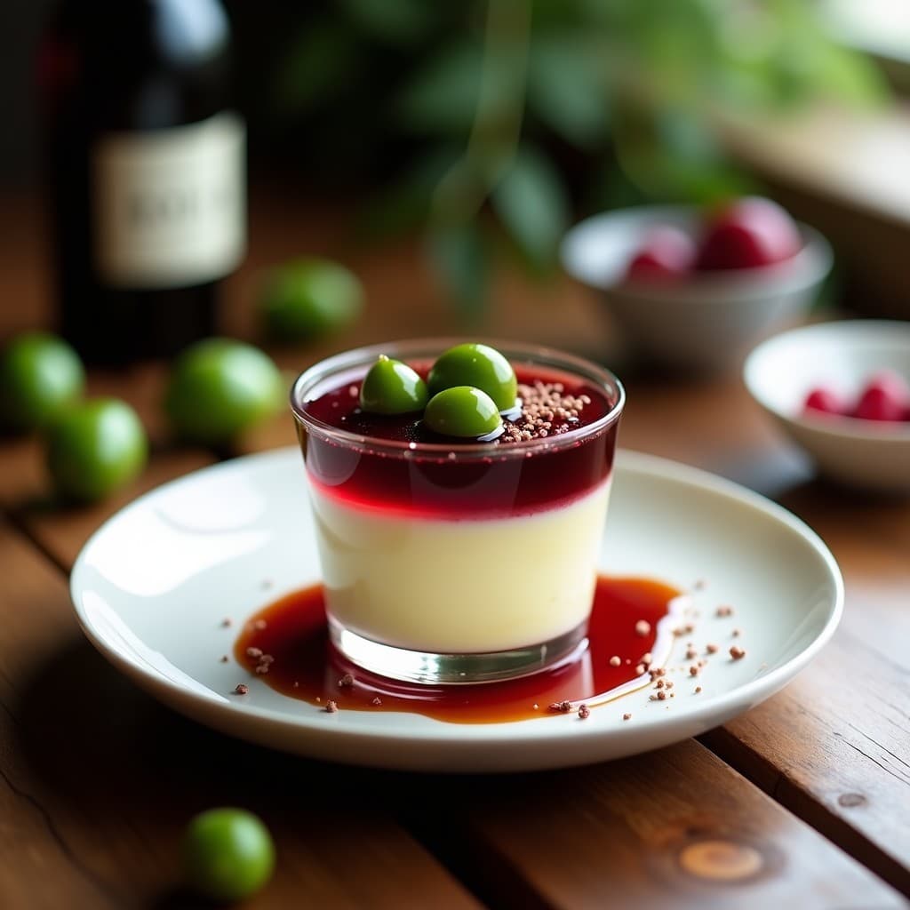 Mousse de Piparra y Queso de Cabra con Gelée de Vino Tinto: Postre Vasco Dulce-Salado
