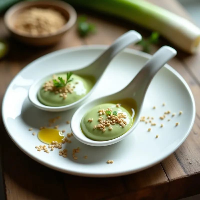 Mousse de Puerro y Algas Wakame: Aperitivo Francés-Japonés Keto Sin Lácteos