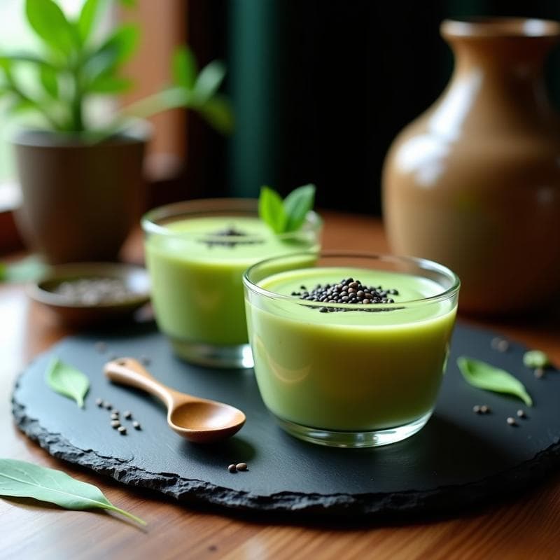 Mousse de Wasabi y Aguacate: Postre Vegano y Picante con Semillas de Sésamo Negro