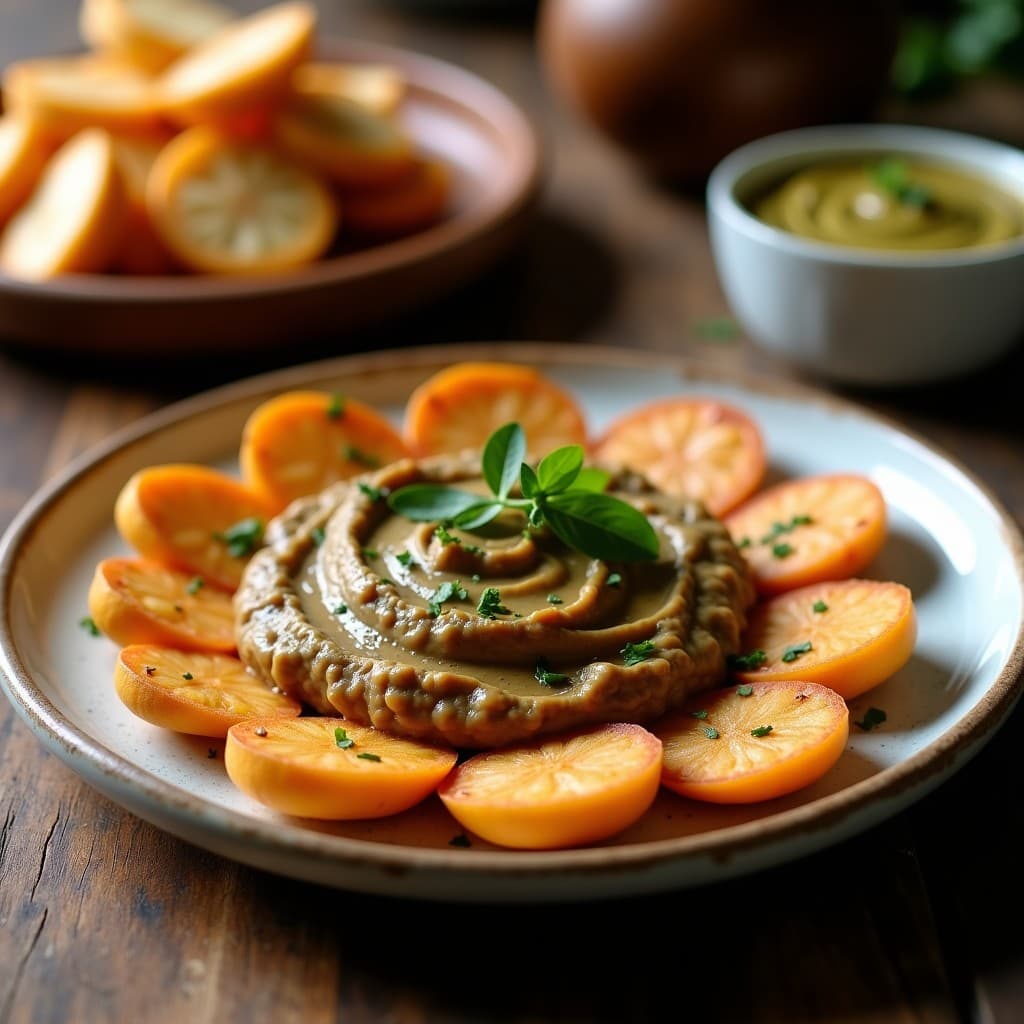 Mousseline de Garbanzos y Berenjena Ahumada: Dip Francés Vegano Sin Lactosa para Snacks Saludables