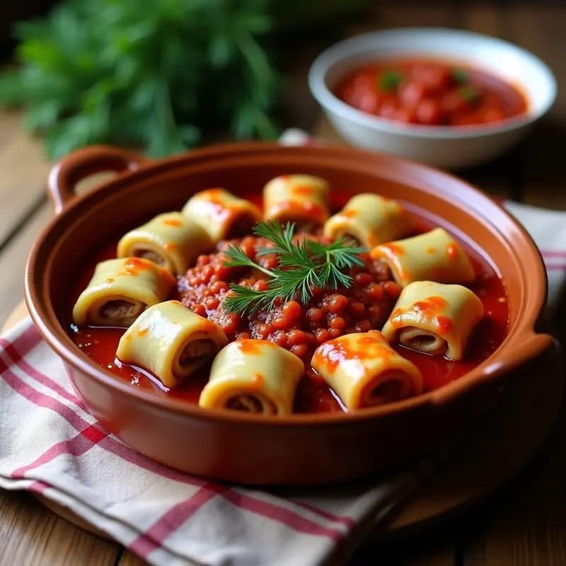 Mreza Sarma: Rollitos de Col Rellena de Carne y Arroz Estilo Balcánico