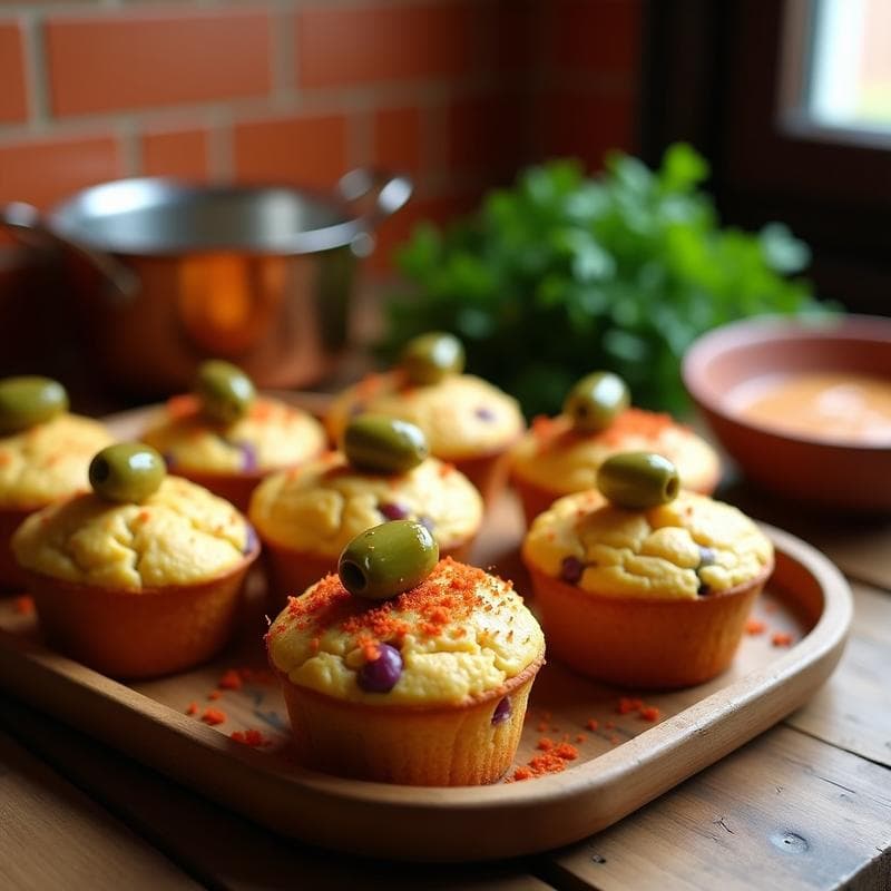 Muffins Salados de Aceitunas Verdes y Pimentón de la Vera: Desayuno Español Sin Harina