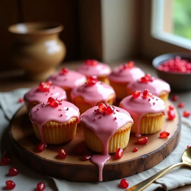 Muffins de Harina de Almendra y Zumo de Granado con Glaseado de Rosa Mosqueta: Desayuno Persa Keto