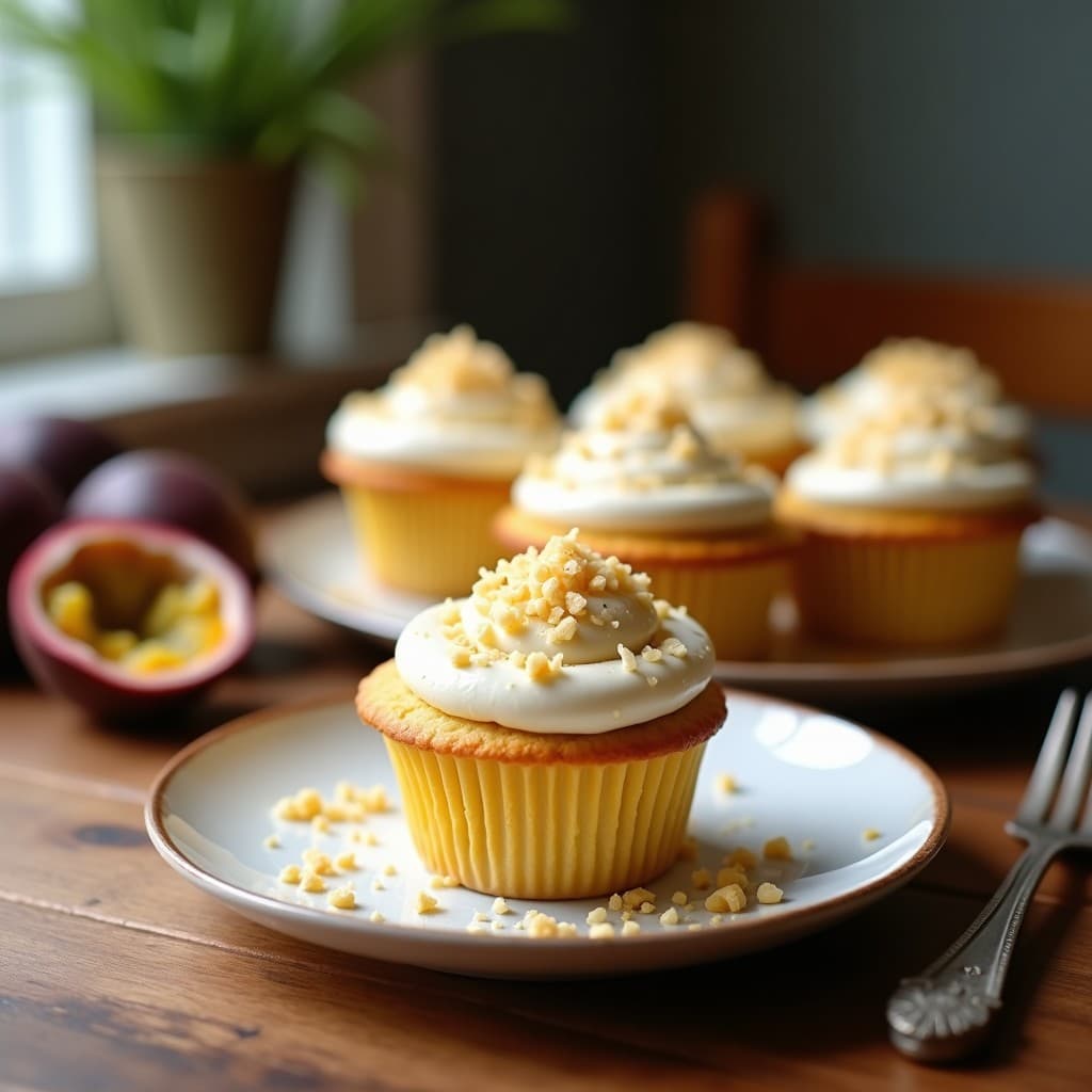 Muffins de Harina de Arroz y Maracuyá con Frosting de Coco: Postre Brasileño Sin Gluten