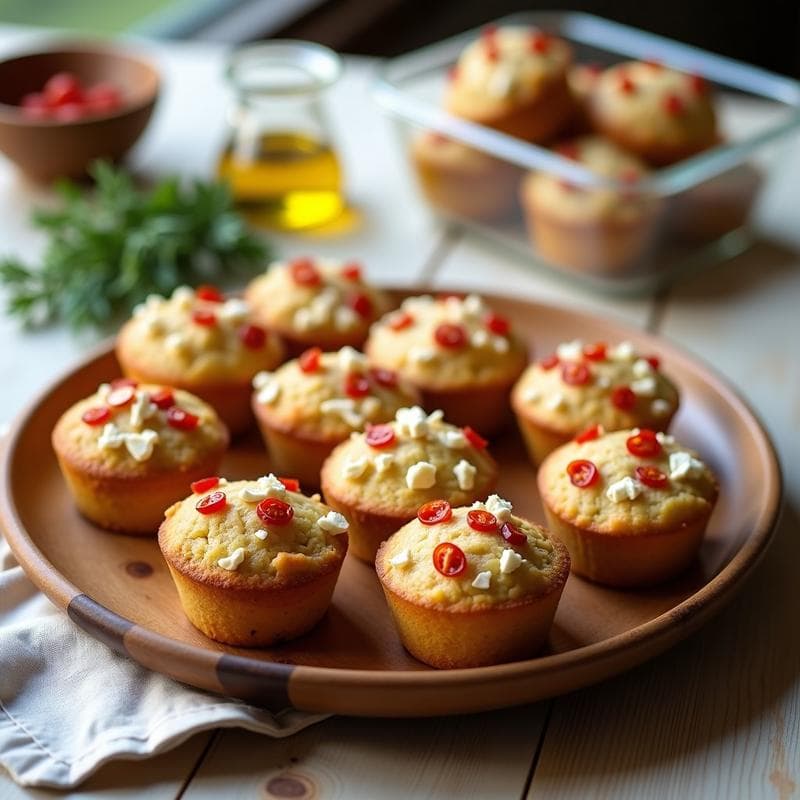 Muffins Salados de Harina de Arroz y Queso Feta: Receta Sin Gluten para Tupper