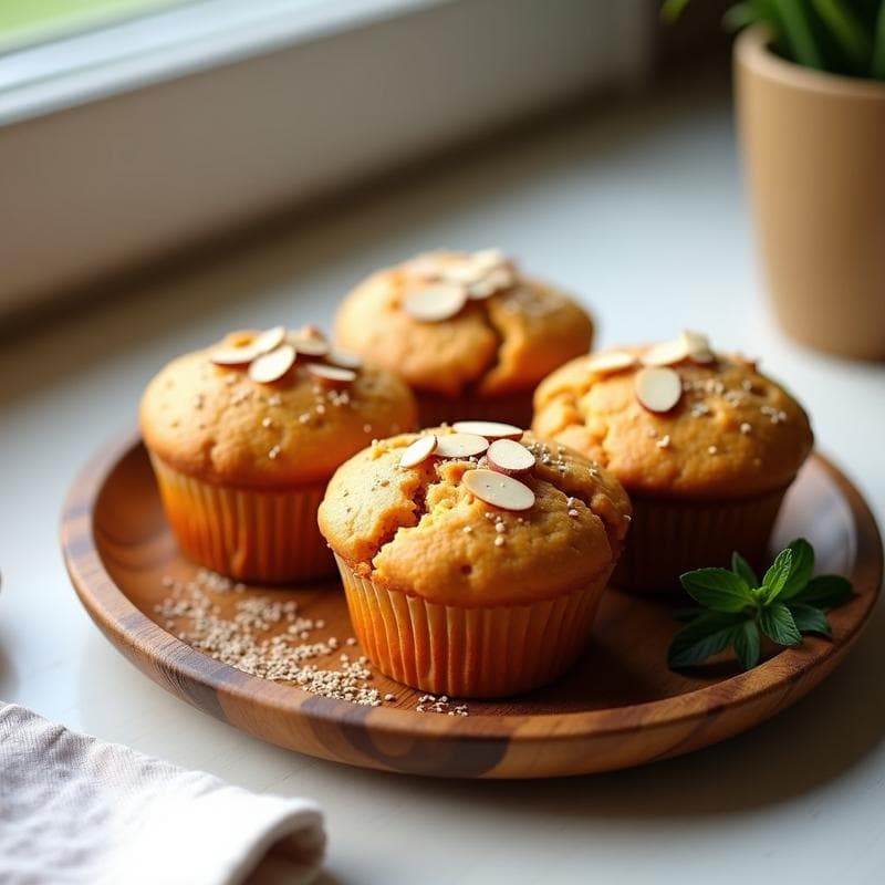 Muffins de Avena y Puré de Boniato con Topping de Almendras: Desayuno Sin Gluten