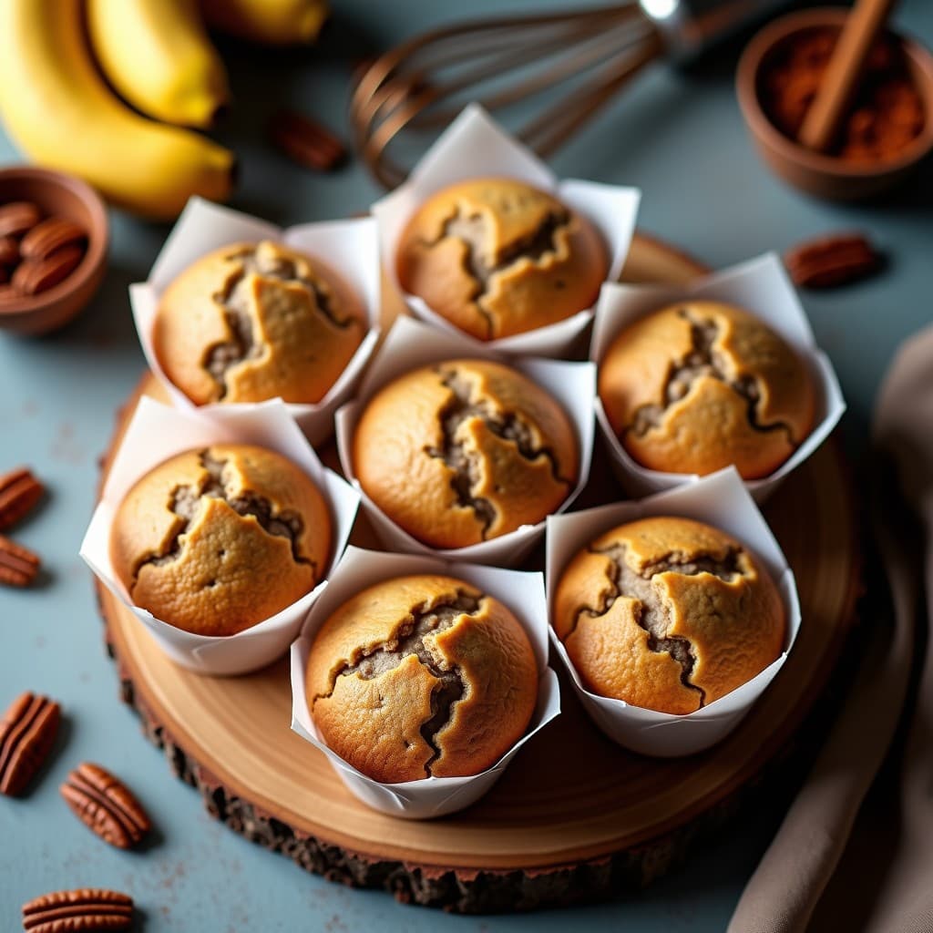 Muffins de Banano y Nueces con Harina de Avena: Desayuno Sin Gluten para Tupper