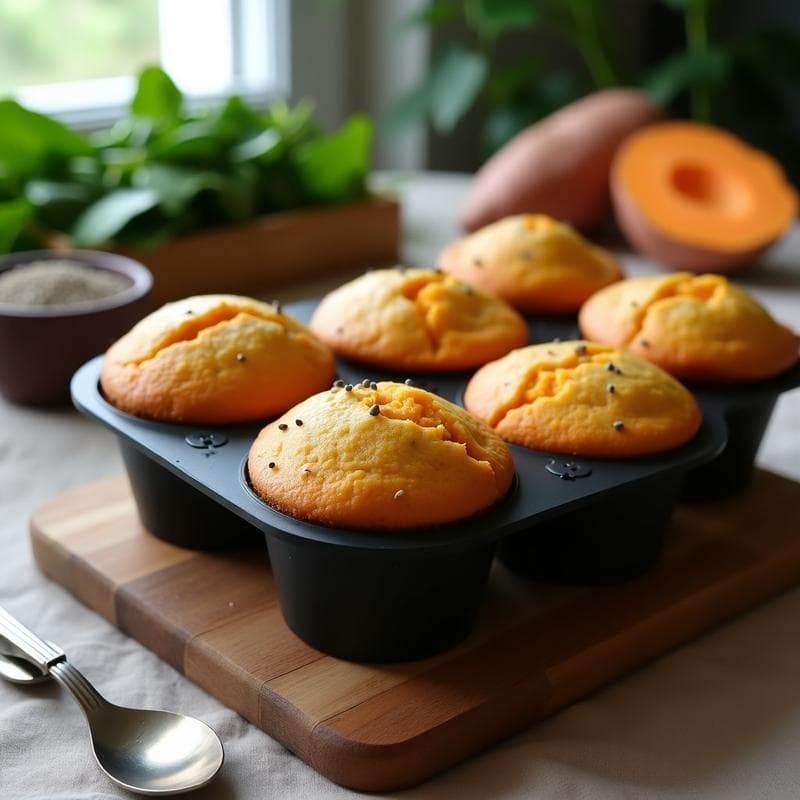 Muffins de Batata y Espinacas con Semillas de Chía: Desayuno Vegano y Sin Horno