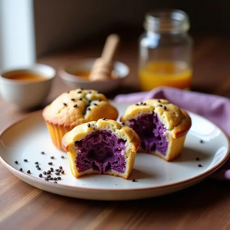 Muffins de Batata Morada y Semillas de Amapola: Desayuno Sin Gluten y Antiinflamatorio