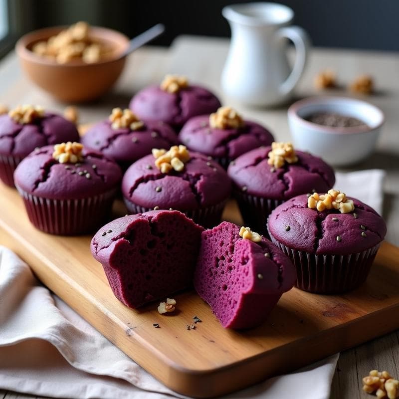 Muffins de Batata Morada y Semillas de Chía: Desayuno Sin Harina y Alto en Antioxidantes