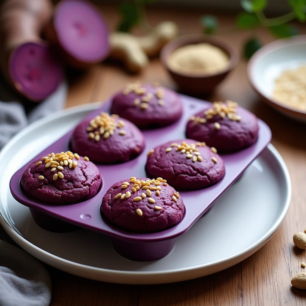 Muffins de Batata Morada y Semillas de Sésamo: Desayuno Keto Sin Horno y Energético