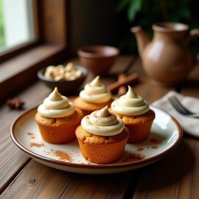 Muffins de Boniato y Especias Chai: Desayuno Sin Harina con Frosting de Anacardos