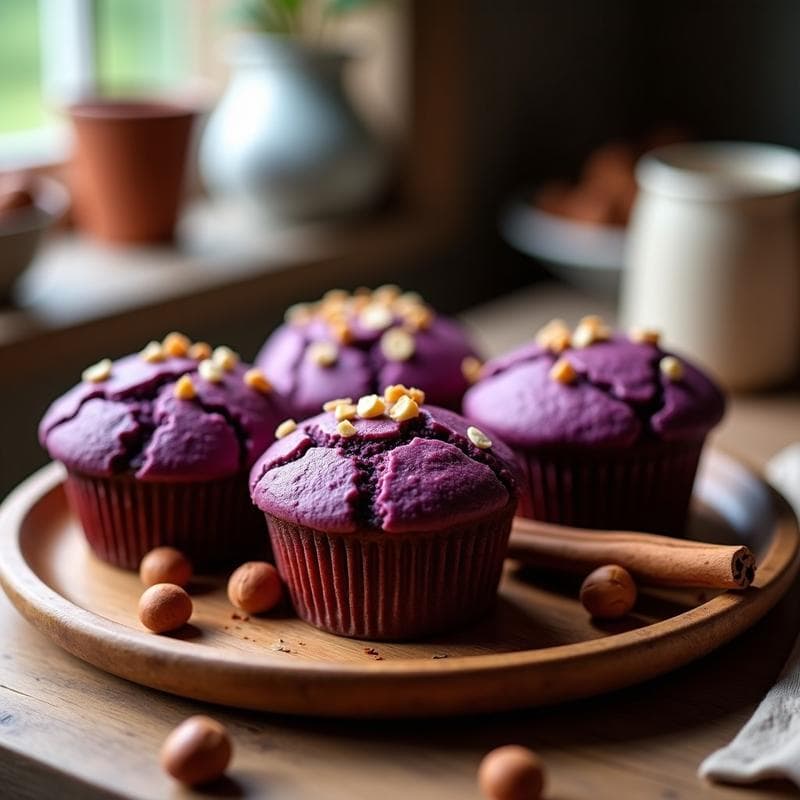 Muffins de Boniato Morado y Avellanas: Receta Sin Azúcar y Alta en Fibra