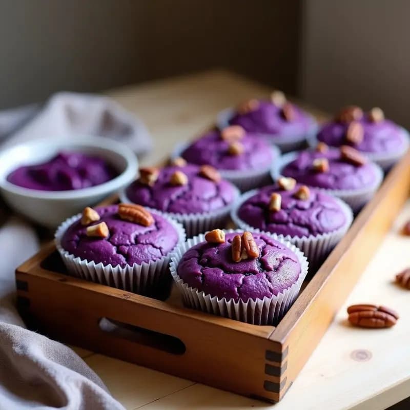 Muffins de Boniato Morado y Nueces de Pecana: Desayuno Vegano Sin Harina y Alto en Antioxidantes