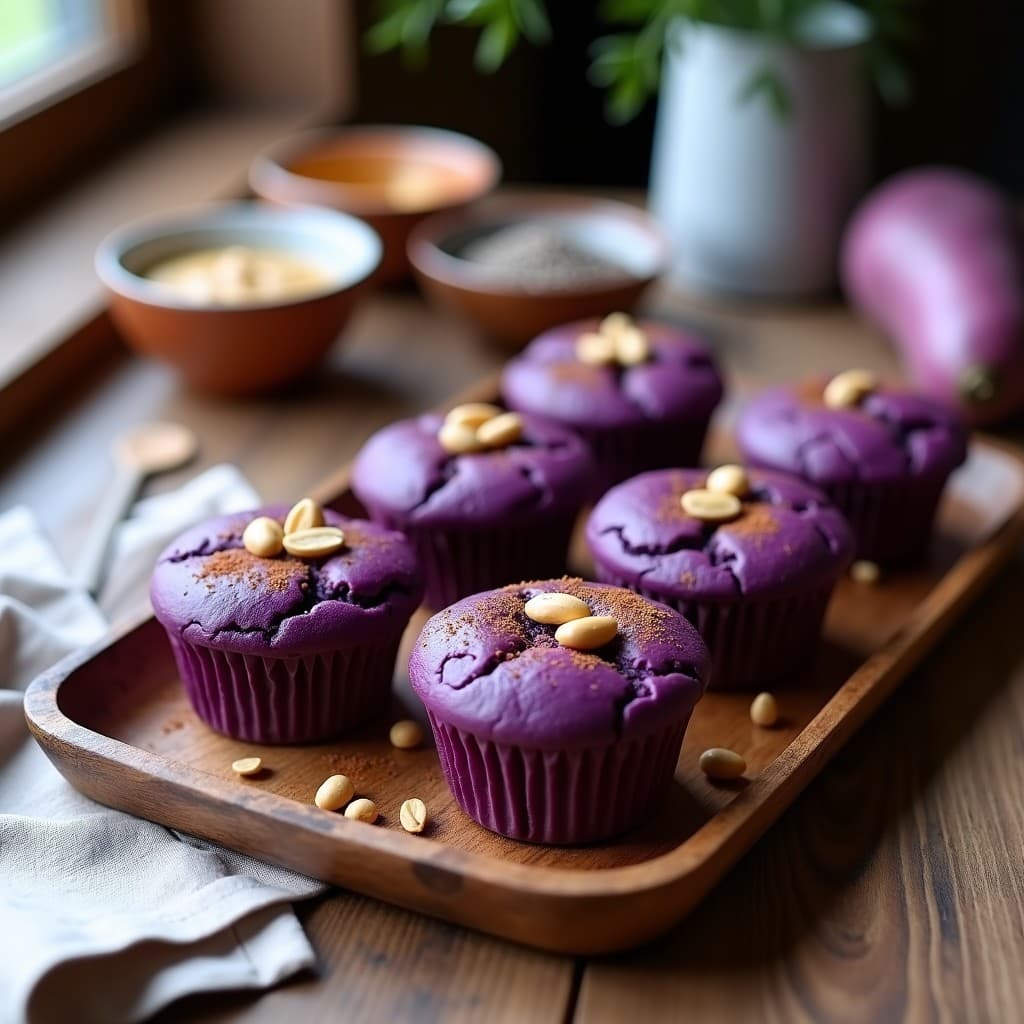 Muffins de Boniato Morado y Tahini: Desayuno Keto Vegano Sin Horno