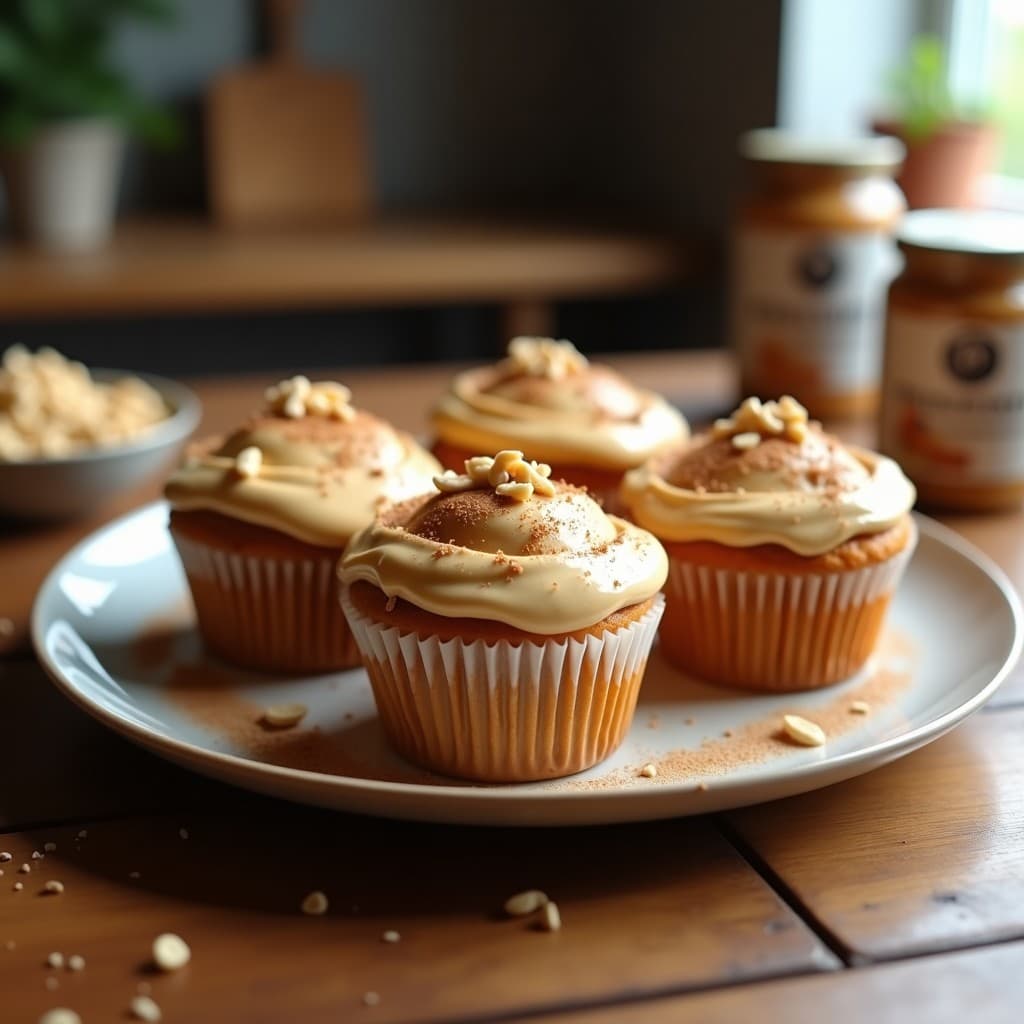 Muffins de Boniato y Proteína de Guisante con Frosting de Cacahuete: Desayuno Sin Gluten y Keto