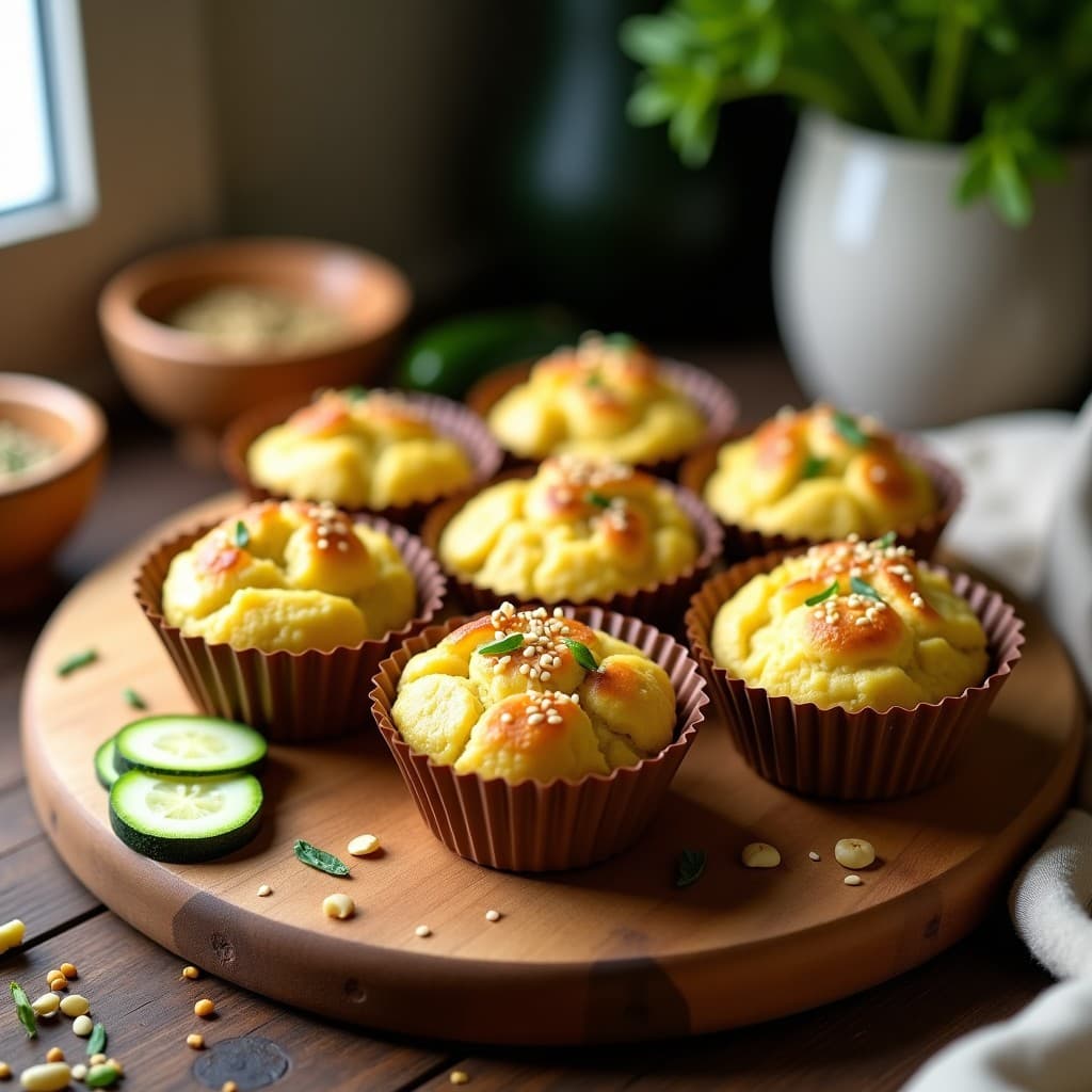 Muffins de Calabacín y Queso de Anacardos con Especias de Zaatar: Receta Sin Horno en Airfryer