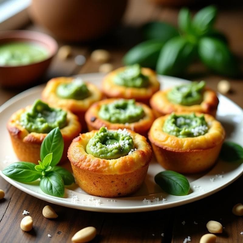 Muffins de Calabacín y Queso de Cabra con Pesto de Albahaca: Receta Keto en Airfryer