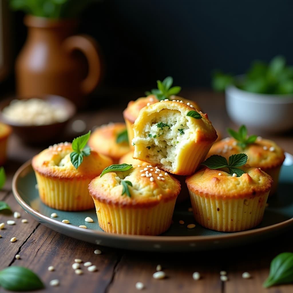 Muffins de Calabacín y Queso de Cabra con Hierbas Provenzales: Desayuno Francés en Molde Silicón