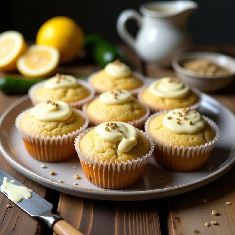 Muffins de Calabacín y Semillas de Cáñamo con Frosting de Limón: Desayuno Keto Sin Harina