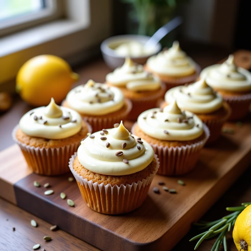 Muffins de Calabaza y Semillas de Cáñamo con Frosting de Queso Vegano: Postre Keto y Sin Azúcar