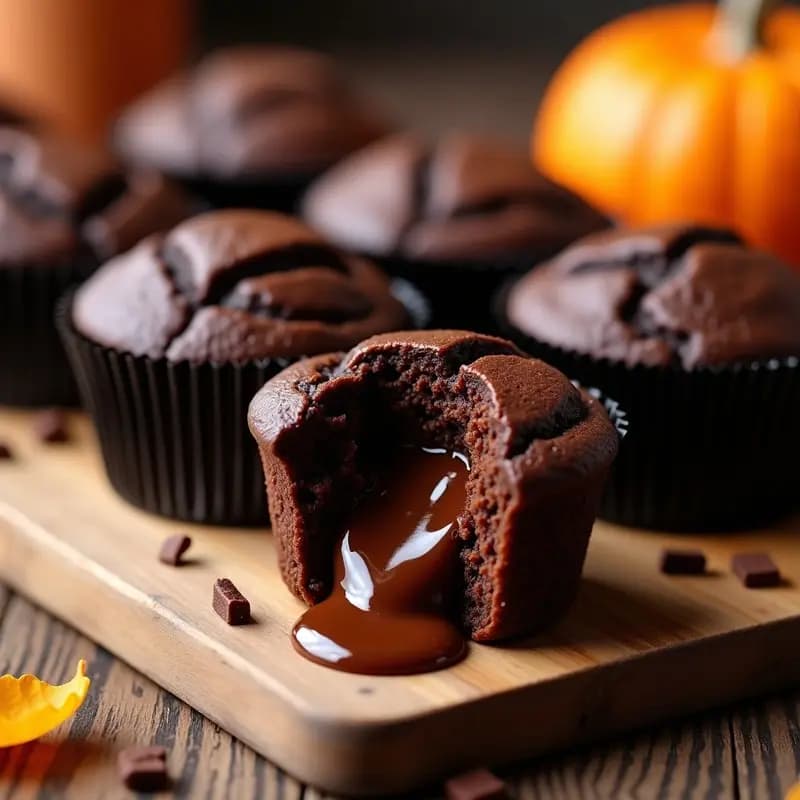 Muffins de Calabaza y Chocolate con Centro Líquido: Postre de otoño en 20 minutos