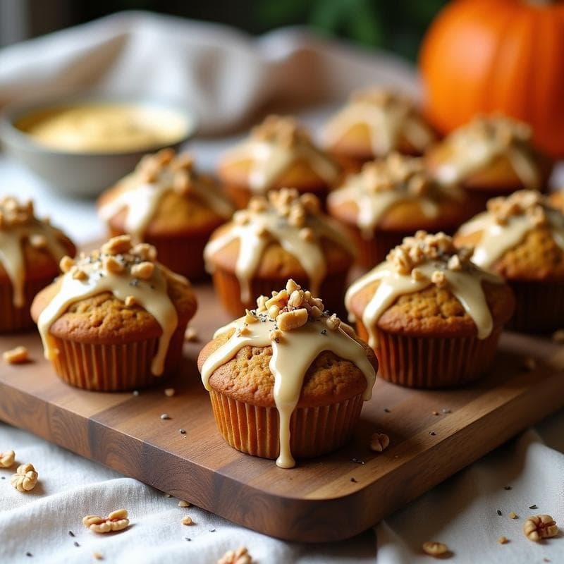 Muffins de Calabaza y Semillas de Chía con Glaseado de Vainilla: Receta Sin Azúcar y Vegana