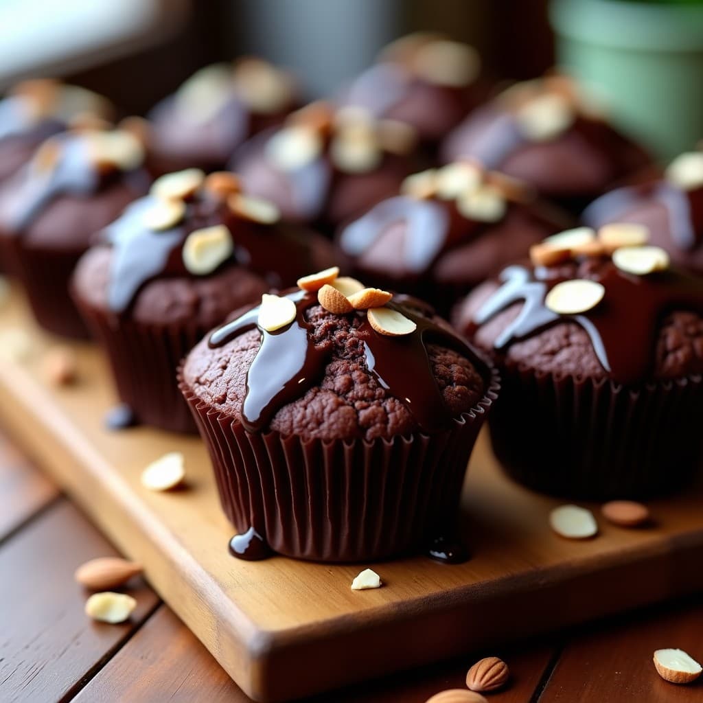 Muffins de Chocolate y Batata Morada con Glaseado de Cacao: Desayuno Vegano y Sin Harina
