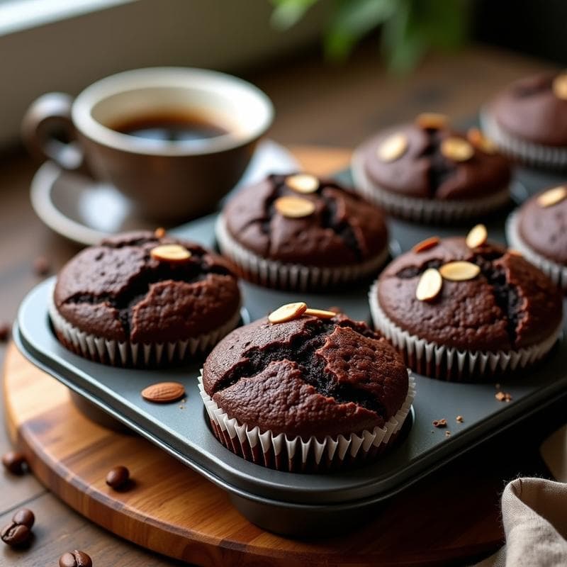 Muffins de Chocolate y Café: Desayuno Keto con Espresso y Sin Harina en 20 Minutos