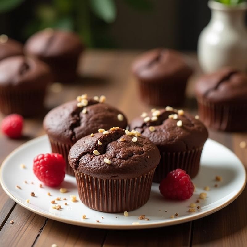 Muffins de Chocolate y Harina de Lentejas: Postre Sin Azúcar y Sin Harina