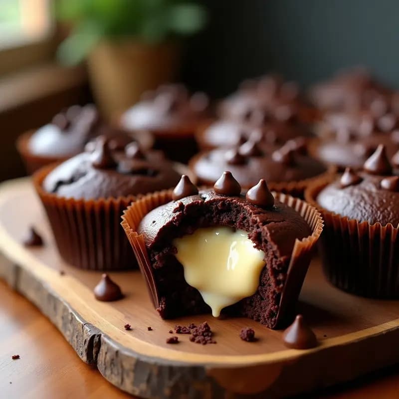 Muffins de Chocolate con Sorpresa de Queso Crema en el Centro: Postre Esponjoso y Ultracremoso