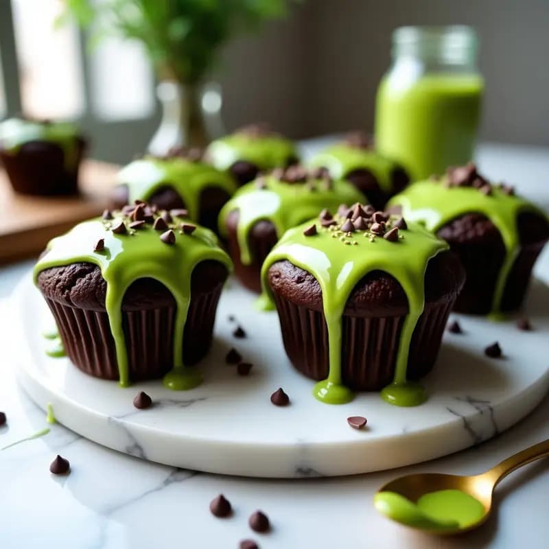 Muffins de Chocolate y Zucchini con Glaseado de Matcha: Postre Vegano Sin Culpa