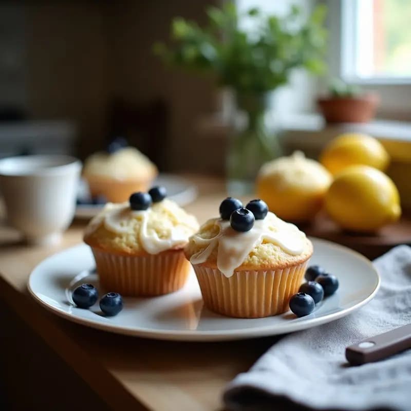 Muffins de Harina de Coco y Blueberries con Frosting de Limón: Postre Keto Sin Harina en 20 Minutos