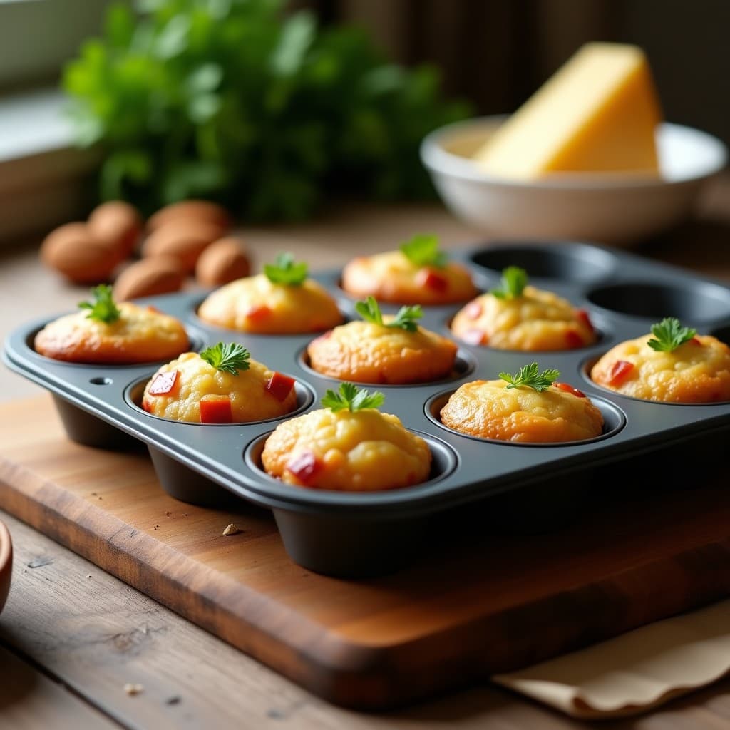 Muffins de Coliflor y Queso de Cabra con Jamón Serrano: Receta Española Keto en Thermomix