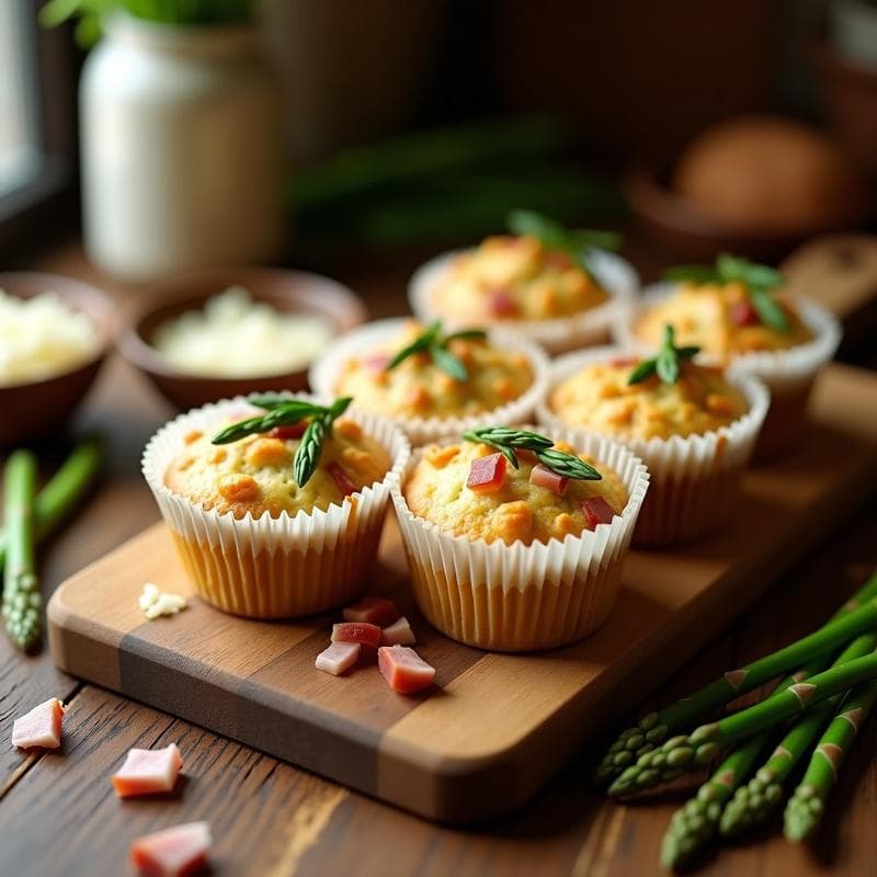 Muffins Salados de Espárragos y Jamón York: Receta Sin Gluten para Desayunar en 20 Minutos